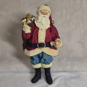 Vintage 1985 Clothtique Possible Dreams Santa Figurine with Bell & Toy Sack 10”